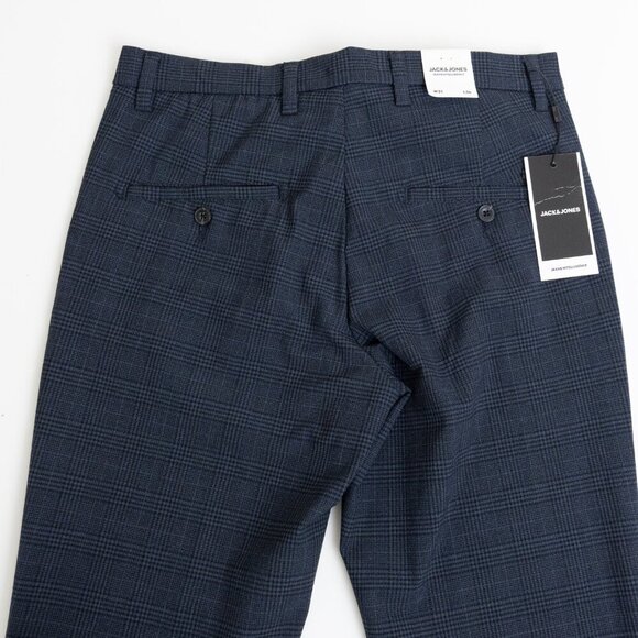 Jack & Jones Marco Slim Dress Pants 31x34 Fit Bi-Stretch Navy Check - Picture 9 of 15